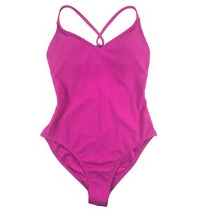 Shade & Shore One Piece Swimsuit Womens S Magenta Pink Textured Barbiecore Boho
